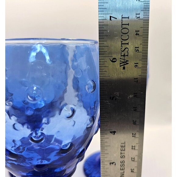 Libbey Hobnail Cobalt Blue Glass Goblets Set Of 4 Unique Textured Drinkware - Picture 11 of 12